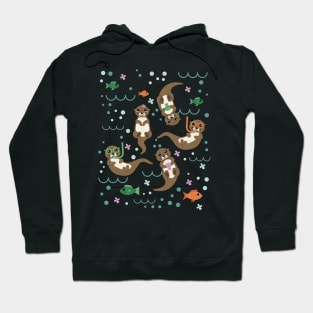 Kawaii Otters Playfully Swimming Hoodie